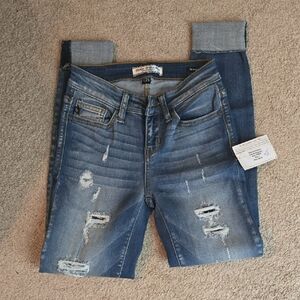 Judy Blue Distressed Skinny Jeans - Medium Blue